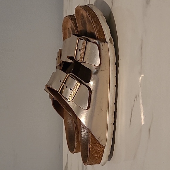 Birkenstock Arizona Leather Metallic Copper Sandals W7 M5 Casual Comfy Beach - Picture 2 of 16